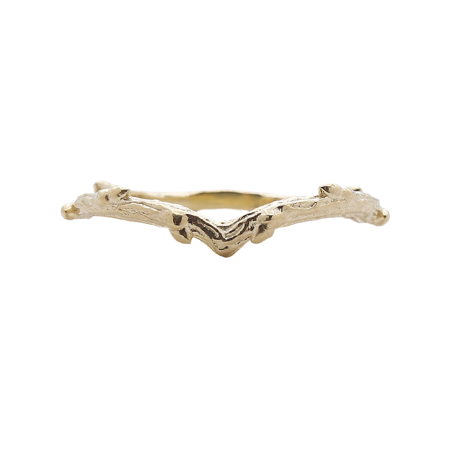 9ct Gold Thorn Branch Wishbone Unisex Ring by Dixi