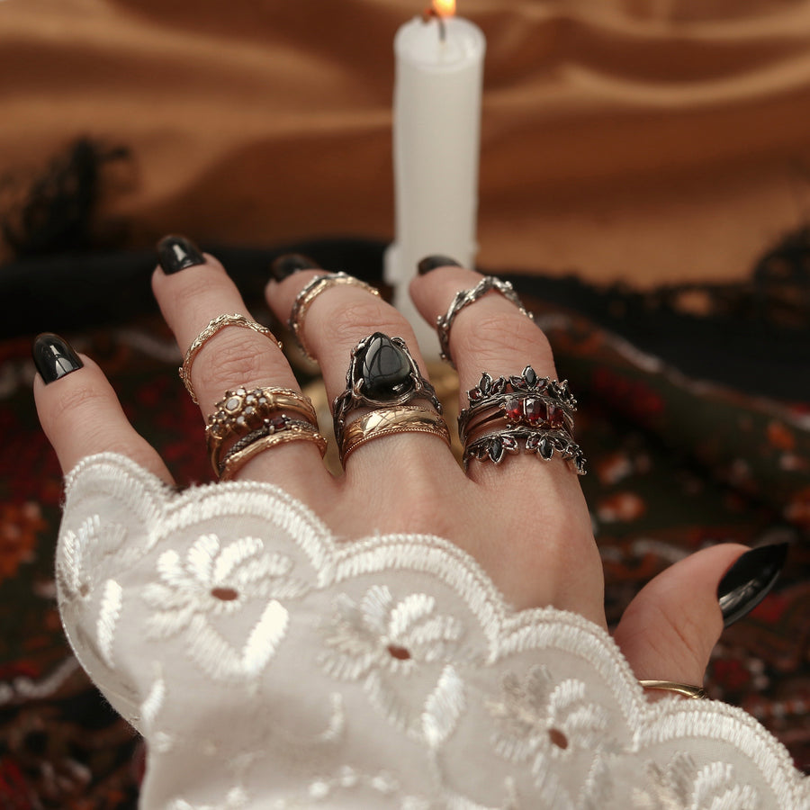 Shop Dixi Gothic Ring Sterling Silver Black Red Gothic Branch