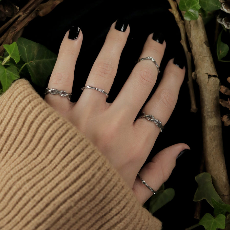 Nature Inspired Sterling Silver Stacking Rings from Shop Dixi