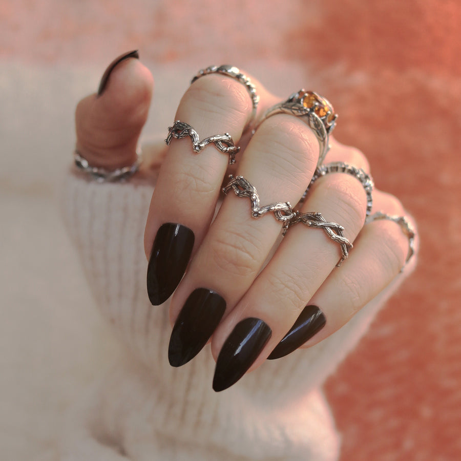 Sterling Silver Thorn Branch Twig Gothic Midi Ring by Dixi