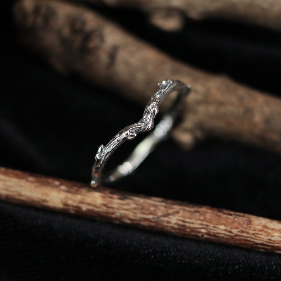 Gender Neutral Thorn Branch Sterling Silver Ring from Shop Dixi