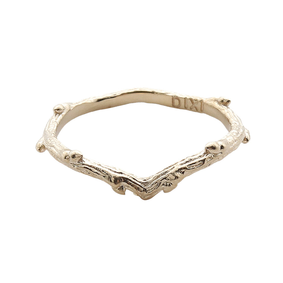 9ct Gold Thorn Branch Wishbone Unisex Ring by Dixi