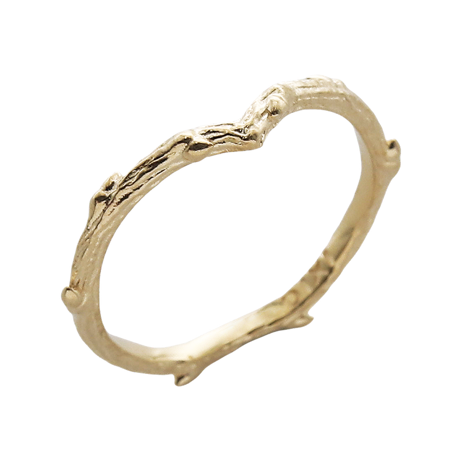 9ct Gold Thorn Branch Wishbone Ring by Dixi