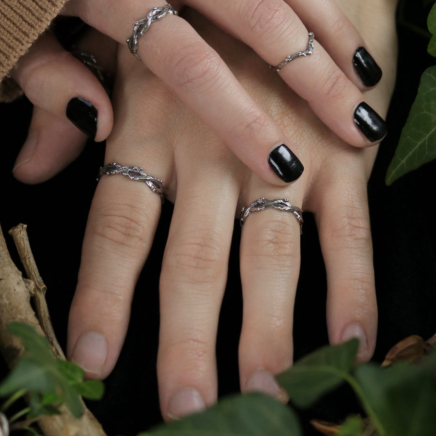 Gender Neutral Sterling Silver Thorn Branch Rings from Shop Dixi