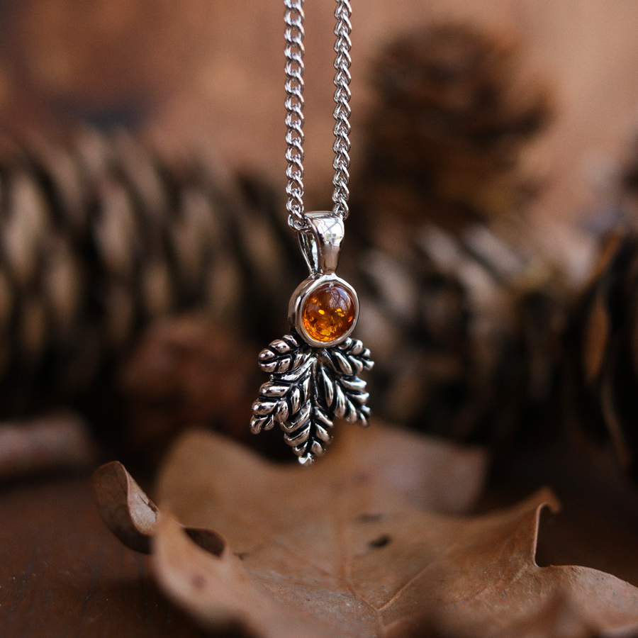 Forest Witch Gothic Autumn Aesthetic Silver Leaf Necklace