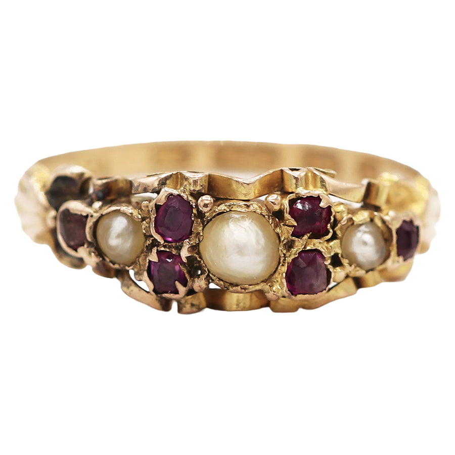 Antique | Aster Victorian Ruby & Pearl Ring