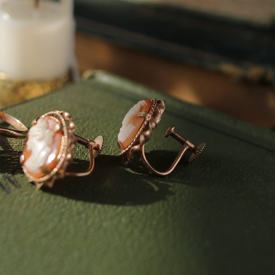 Vintage | Bridgerton Cameo Ring & Earrings Set