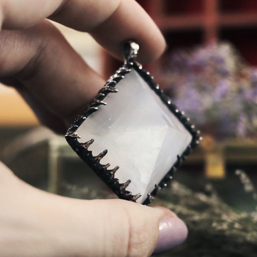 Sacred Selenite Icicle Crystal Pyramid Necklace #30