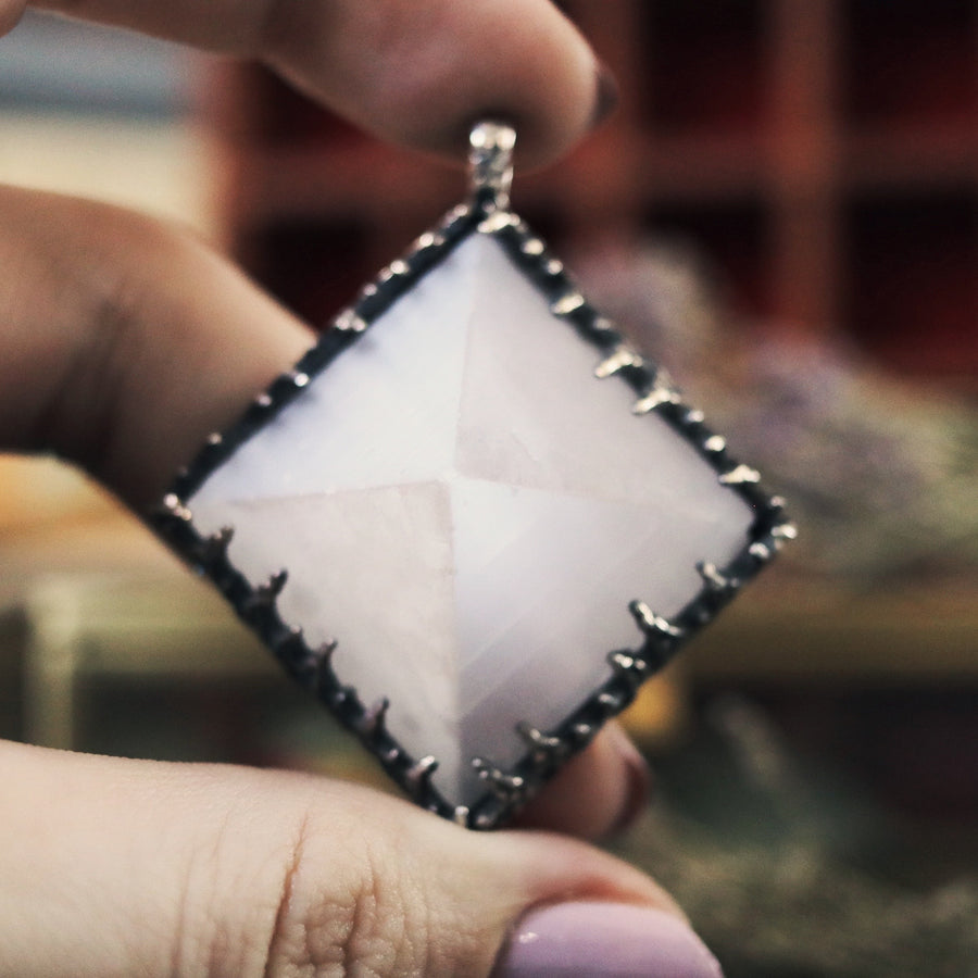 Sacred Selenite Icicle Crystal Pyramid Necklace #30